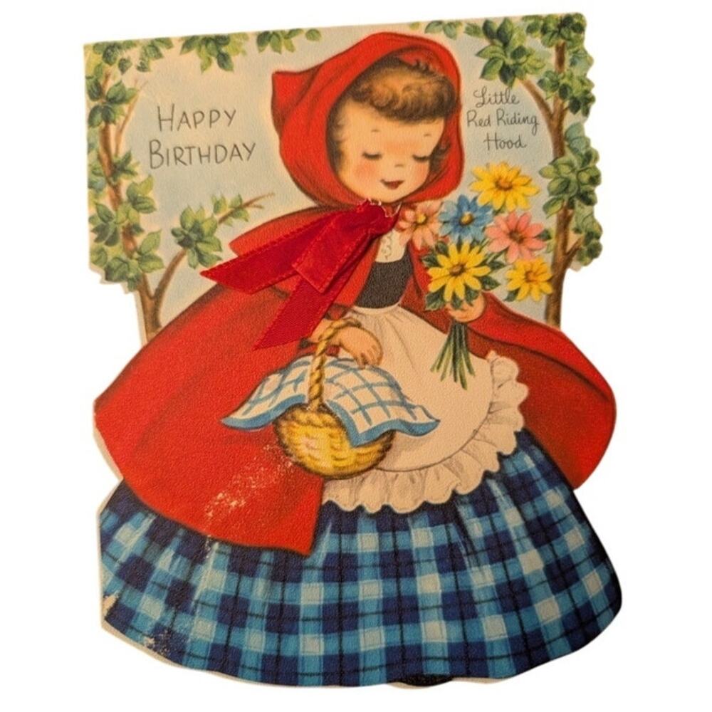 Vtg Fairfield Birthday Greeting Card Red Riding Hood made in USA